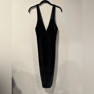 Express Black Velvet Midi Dress